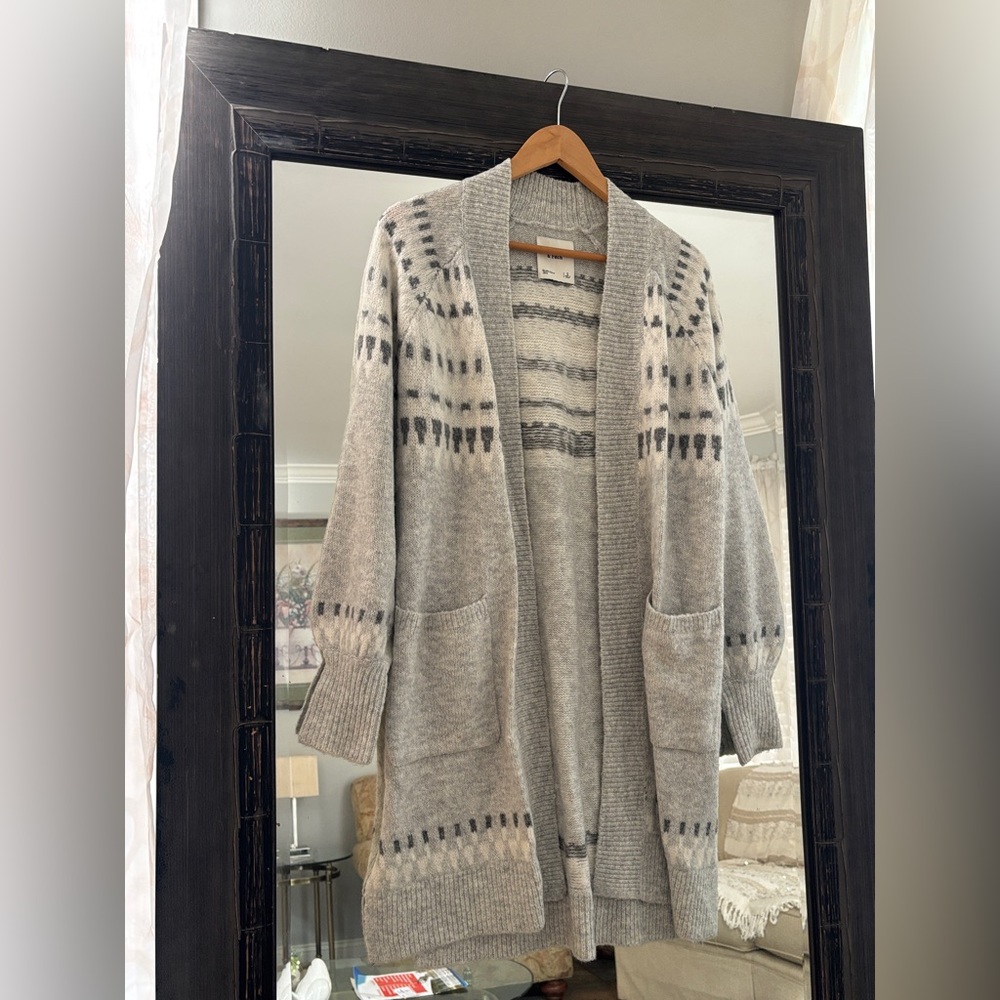Abercrombie & Fitch Gray Fair Isle Cardigan